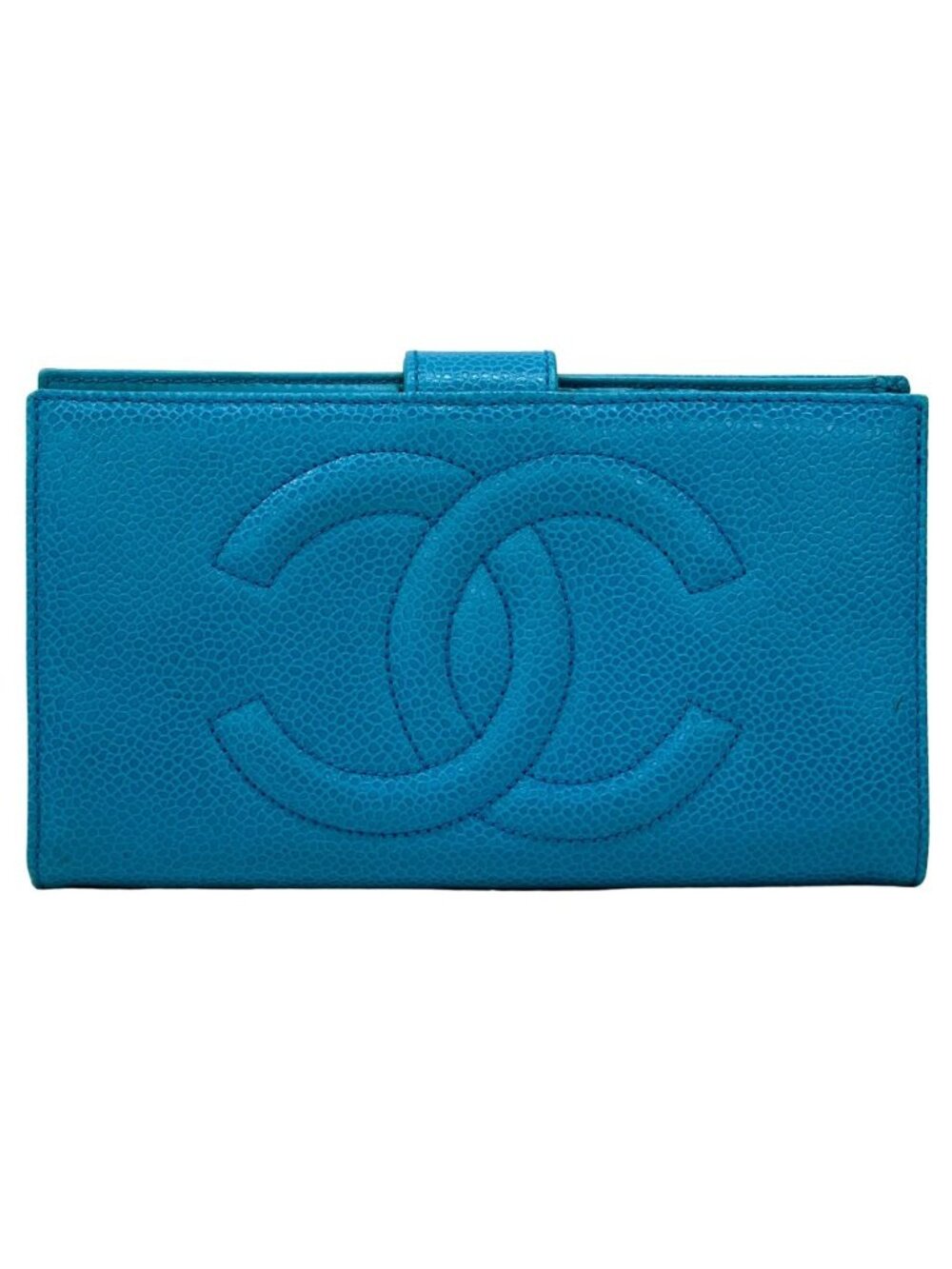 Chanel Wallet CC Logo Blue Gold